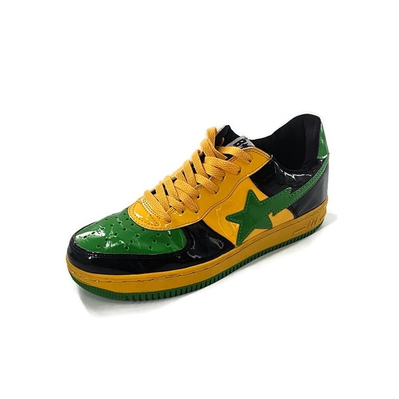 Bape Bapesta FS-001 Mens 13 A Bathing Ape STA Green and Yellow Star Sneakers - Picture 1 of 14